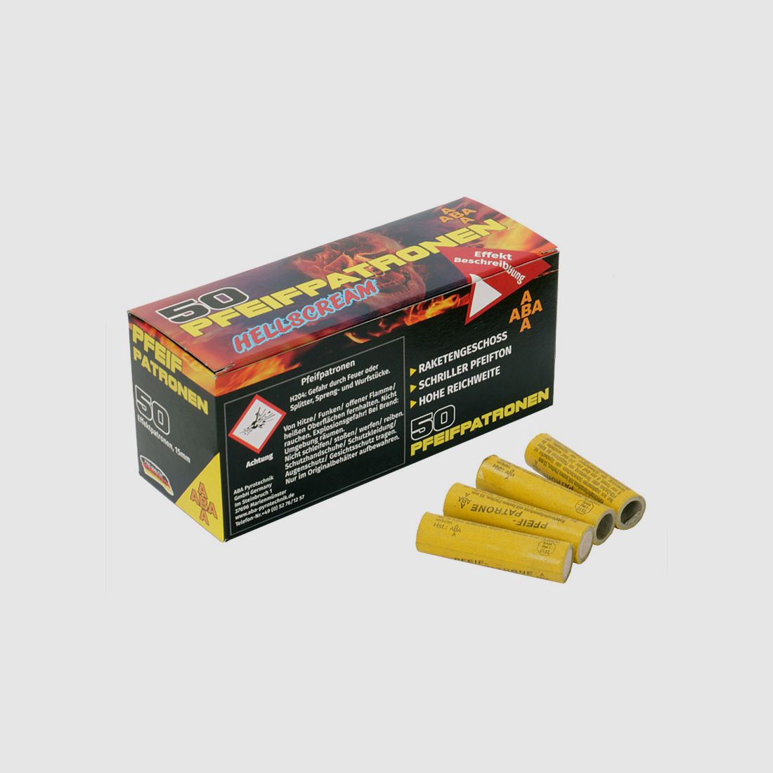 Pyro ABA Pfeifpatronen Hellscream Raketenpfeifgeschosse 50 StĂĽck (P18)