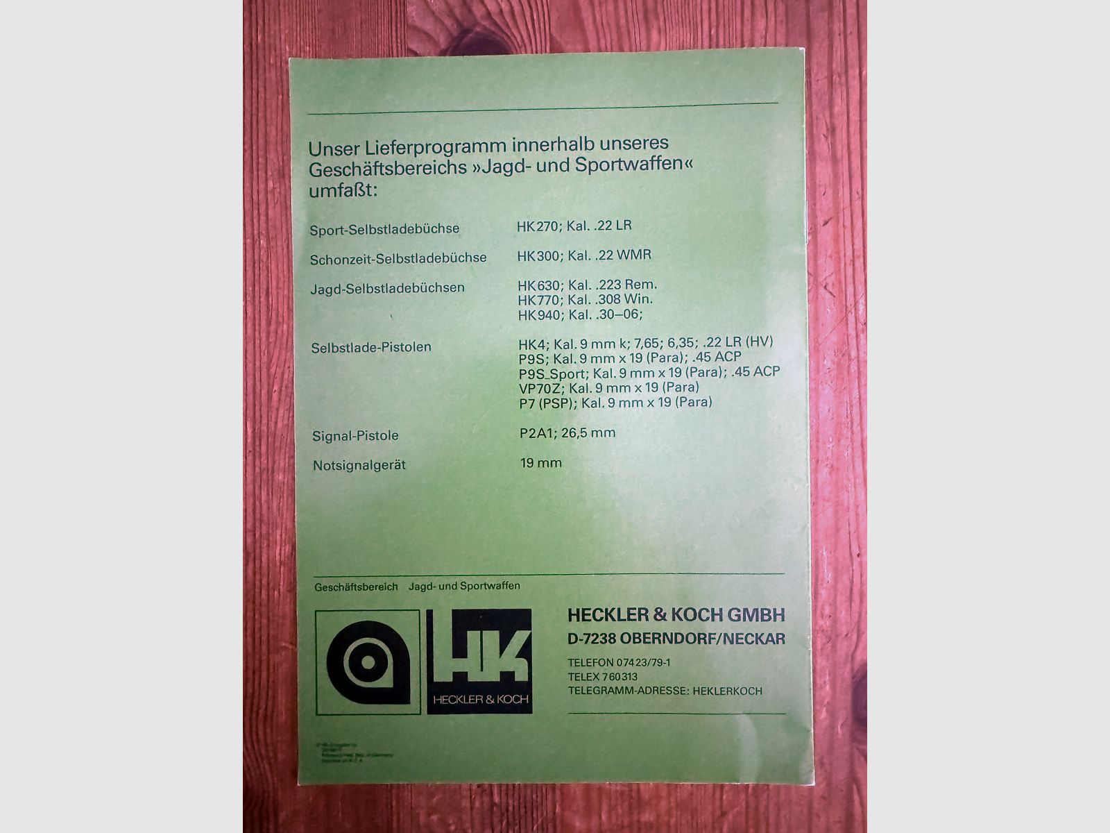 Operating manual / handbook for Heckler & Koch HK270 small caliber rifle, like new