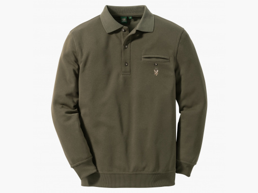 OS Trachten Heren Longsleeve Poloshirt Rehbock | XXL