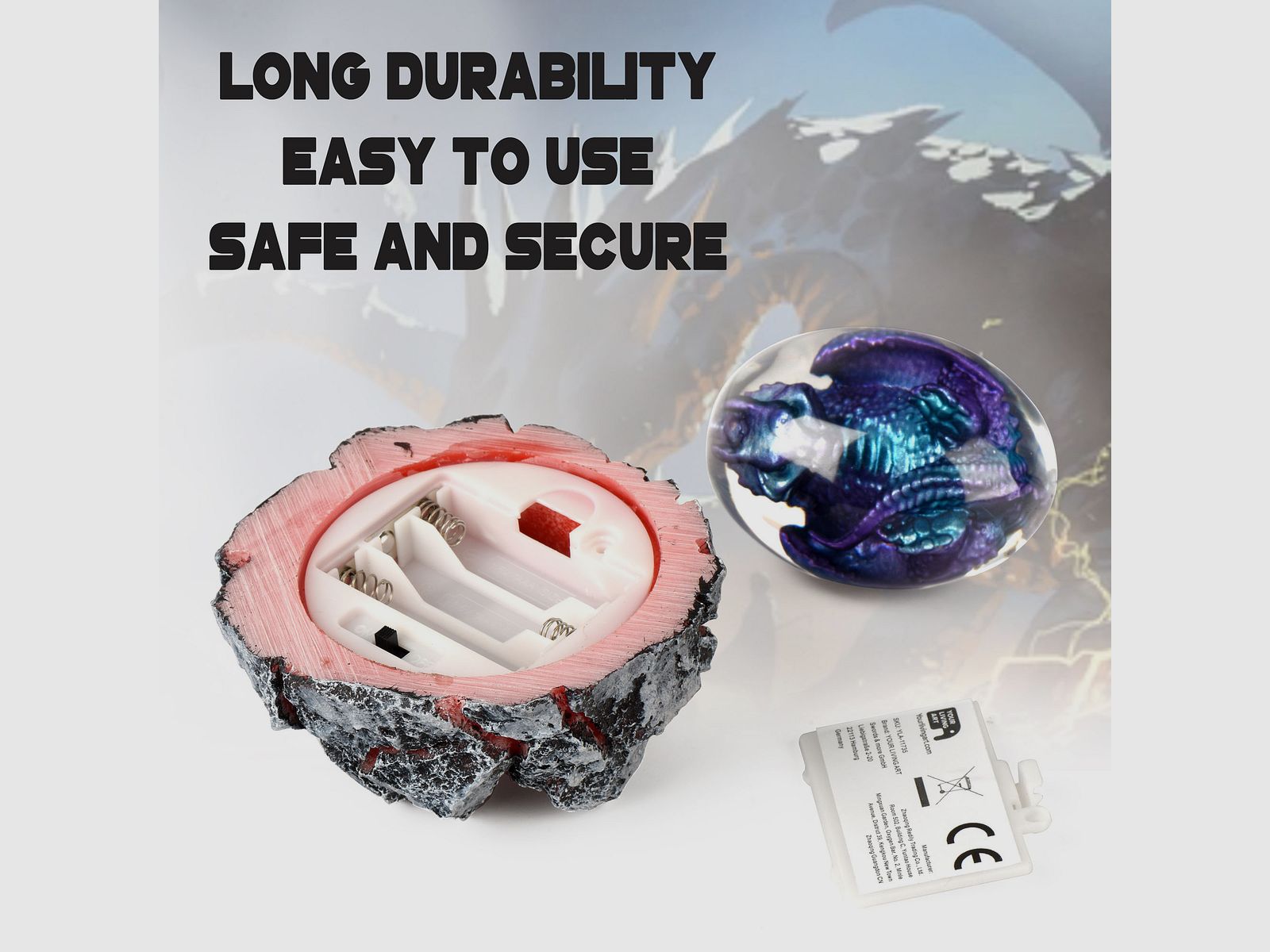 Lava Drachenei Lampe, blau | YLA-11735