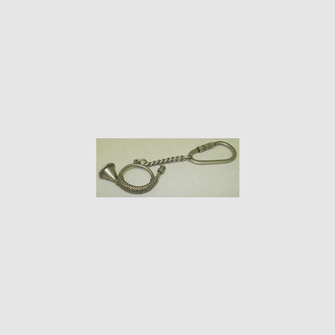 Hunting horn keychain - antique silver, 38mm, cast