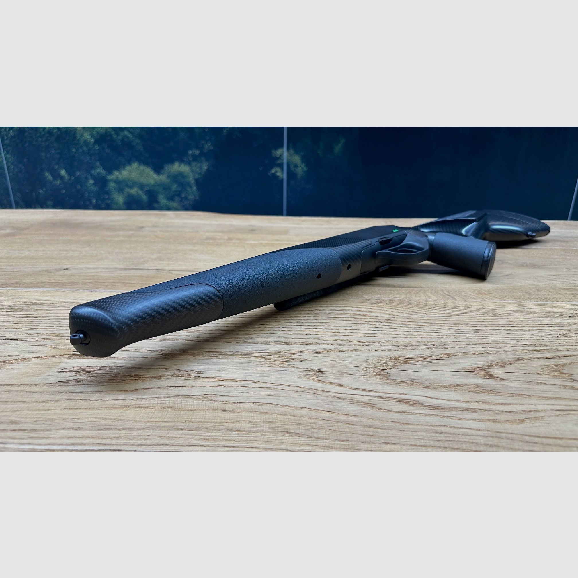Blaser R8 Ultimate Carbon crosse avec boîtier/système // Logo R8 vert // Avant de crosse en carbone