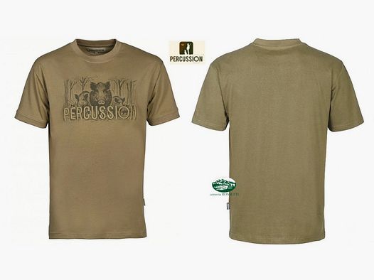 PERCUSSION T-shirt with print and embroidery in khaki 15267