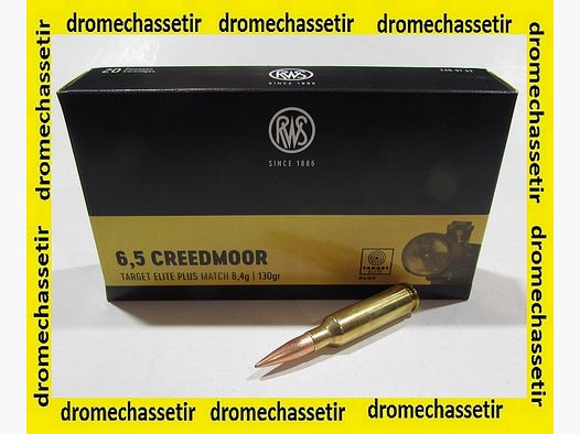 Box mit 20 Patronen RWS Kaliber 6.5 Creedmoor Target Elite Plus Match 130 Grain