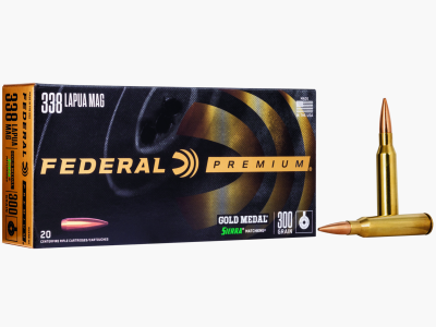 Federal Büchsenmunition Gold Medal .338 Lap. Mag. 19,4 g / 300 gr Sierra Matchking Boat Tail Hollow Point