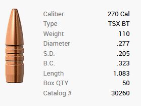 Barnes Pocisk .270/.277 110GR TSX BT 50 sztuk