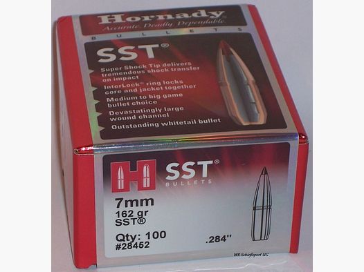 100St. HORNADY Geschosse 7mm(.284Dia.) - 162 - SST - #28452