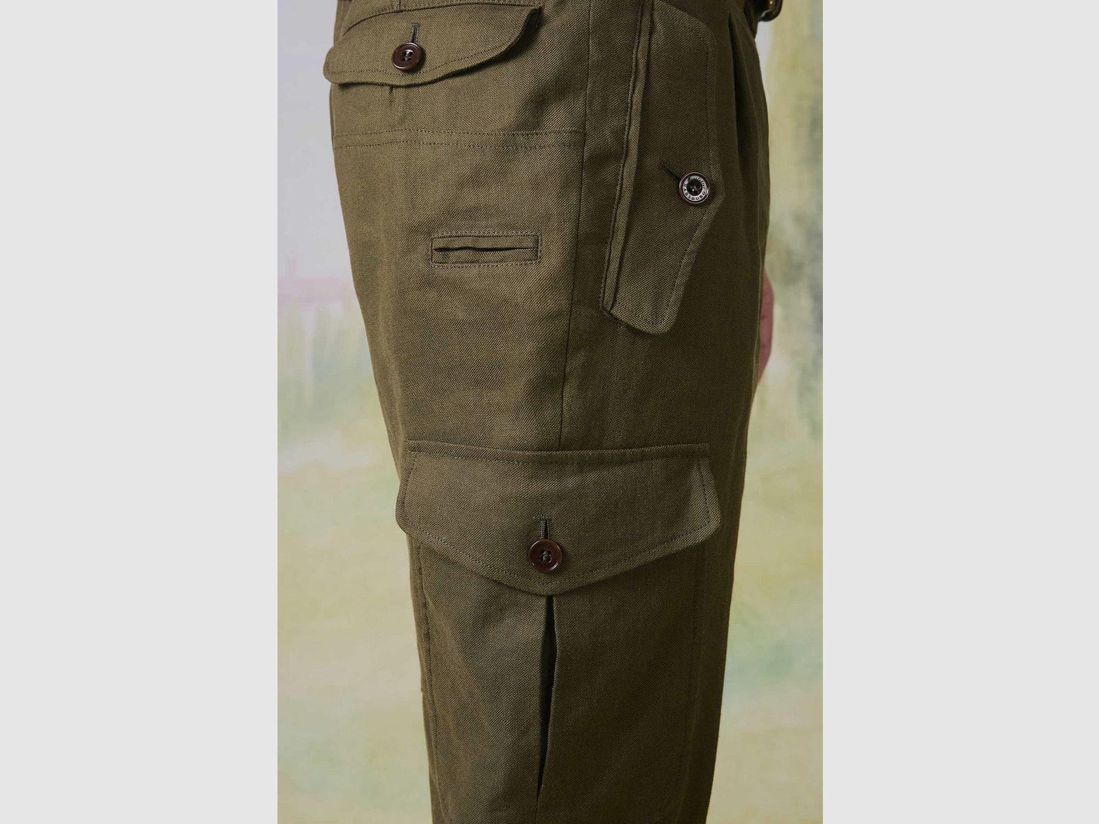 Habsburg Linen Pants in Panama Fluid Stretch Walter in Green, image 4 of 6