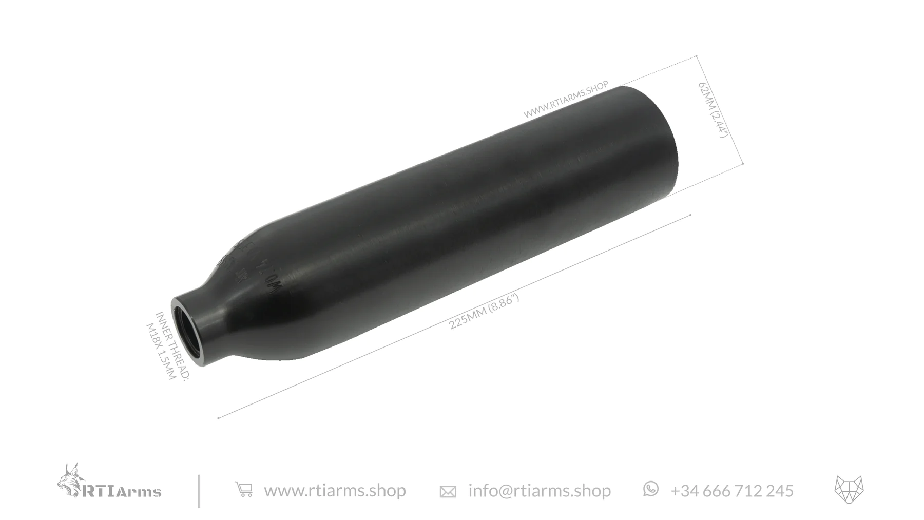 RTI Aluminiumflasche 350 cc – 300 bar.
