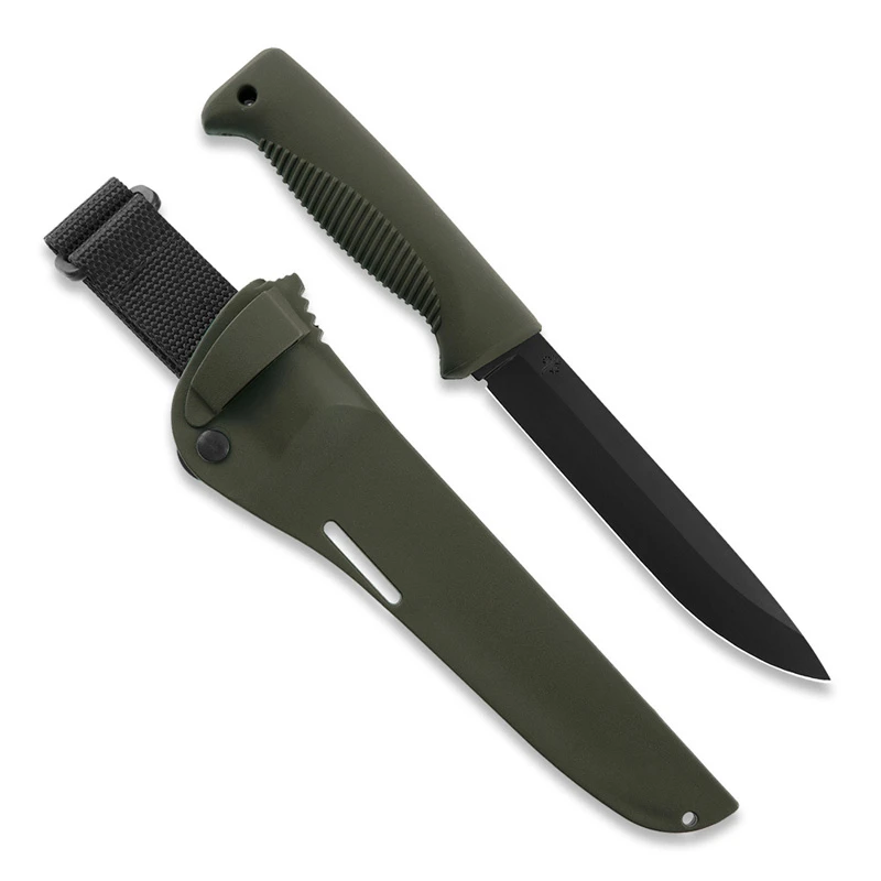 Nóż Peltonen Knives M95 Ranger Puukko Sissipuukko FJP136 Stal 80CrV2 czarny PTFE oliwkowa Pochwa