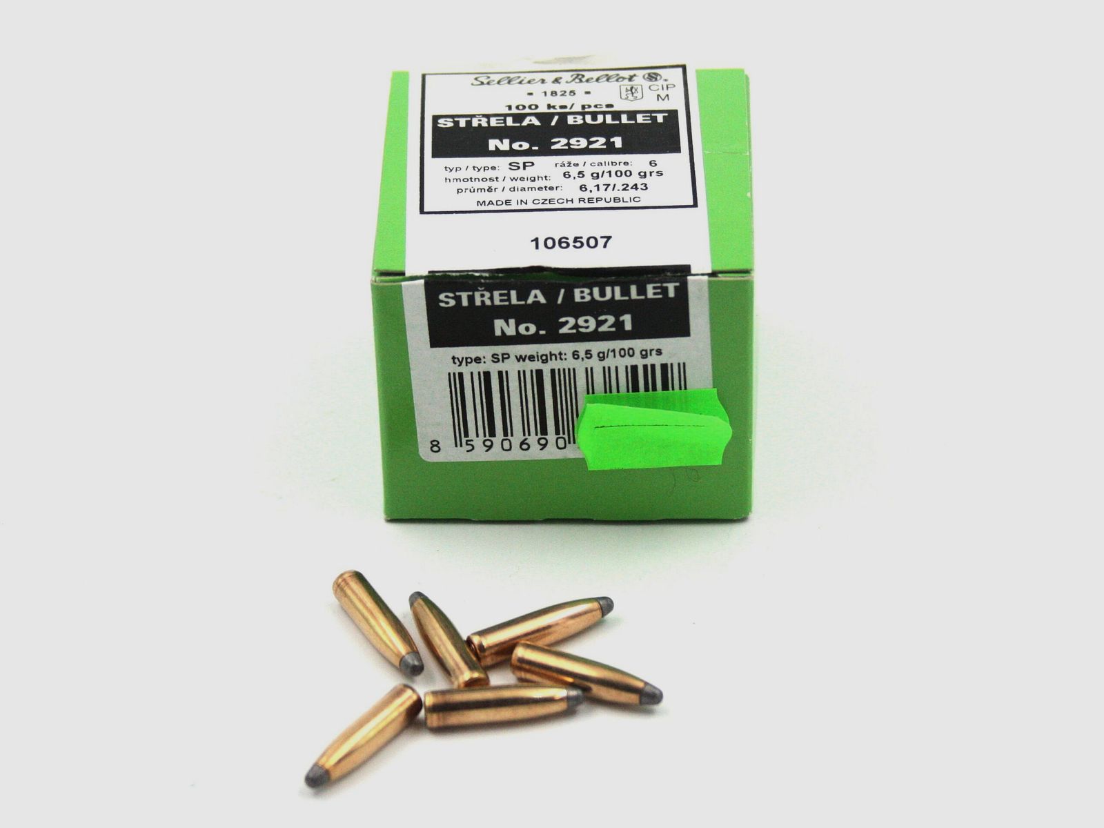 Cartouches de fusil, S+B .243 SP, 100gr, 100 pcs, .243 Win.