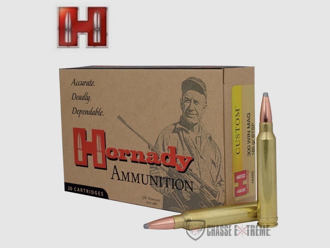 20 cartridges HORNADY Custom 300 Win Mag 165 Gr Interlock Btsp, image 1 of 2