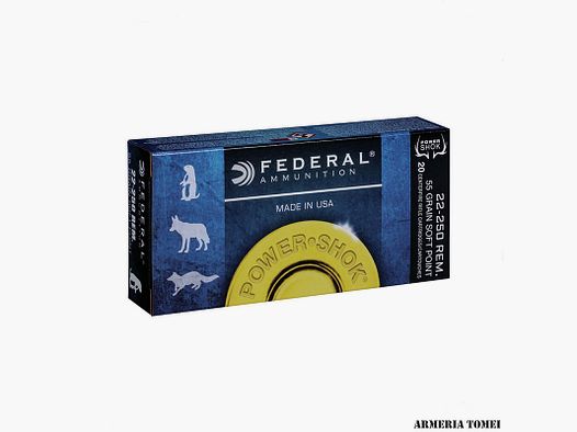 FEDERAL – 22 – 250 REM 55 GR Soft Point – Box 20 pcs.