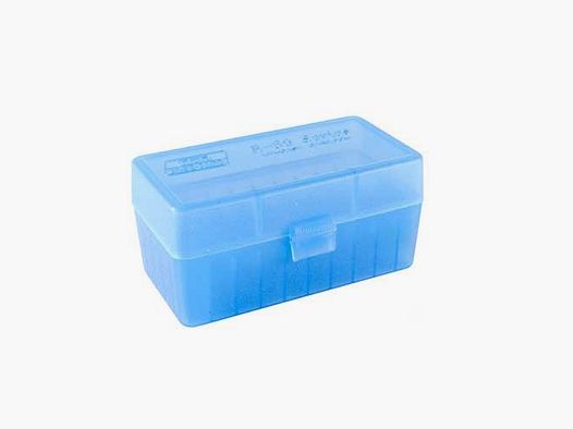 MTM CASE-GARD BOXES MTM CASE-GARD FLIP TOP RIFLE AMMO BOX 22-250 -7MM 50 ROUND BLUE
