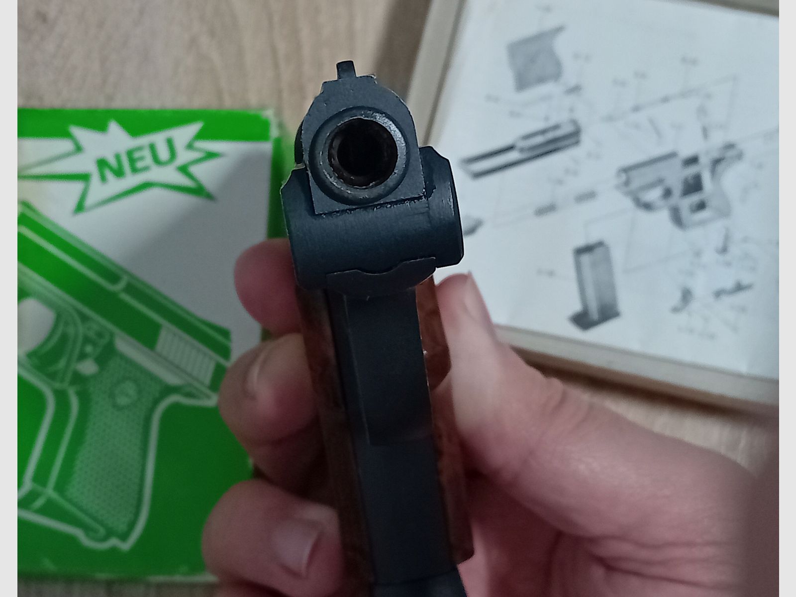 Alte Rhöner SM 15 Kal. 8 mm Knall im PTB 83/2 mit Verpackung!