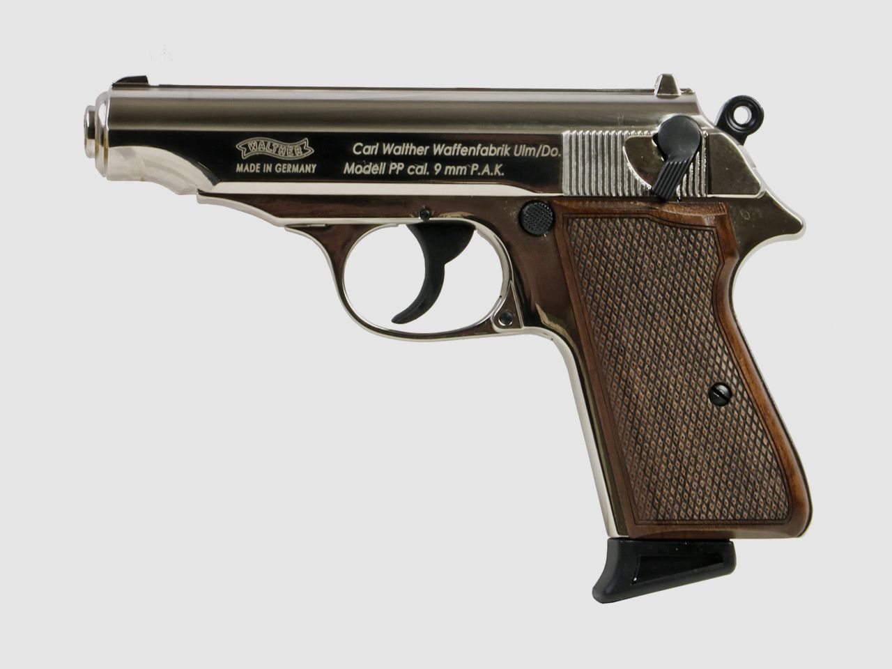 Holzgriffschalen fĂĽr Schreckschuss-, Gas-, Signalpistole Walther PP Fischhaut