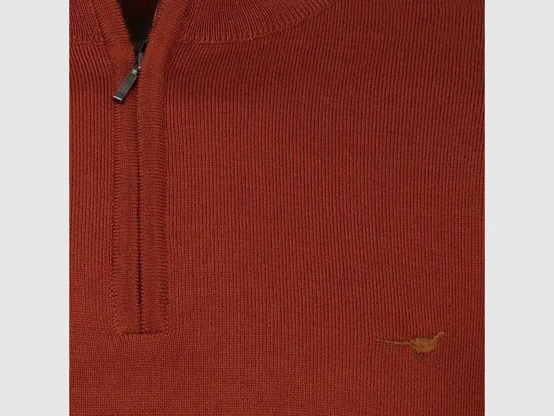 Laksen Norfolk, Herren-Merinopullover mit Reißverschluss, Burnt Orange, Bild 2 von 2