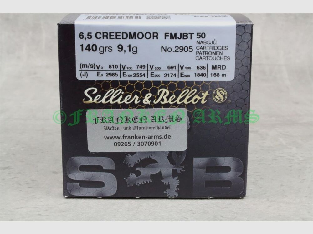 Sellier & Bellot 6.5 Creedmoor FMJ 140gr. 9.1g 50 pieces bulk prices