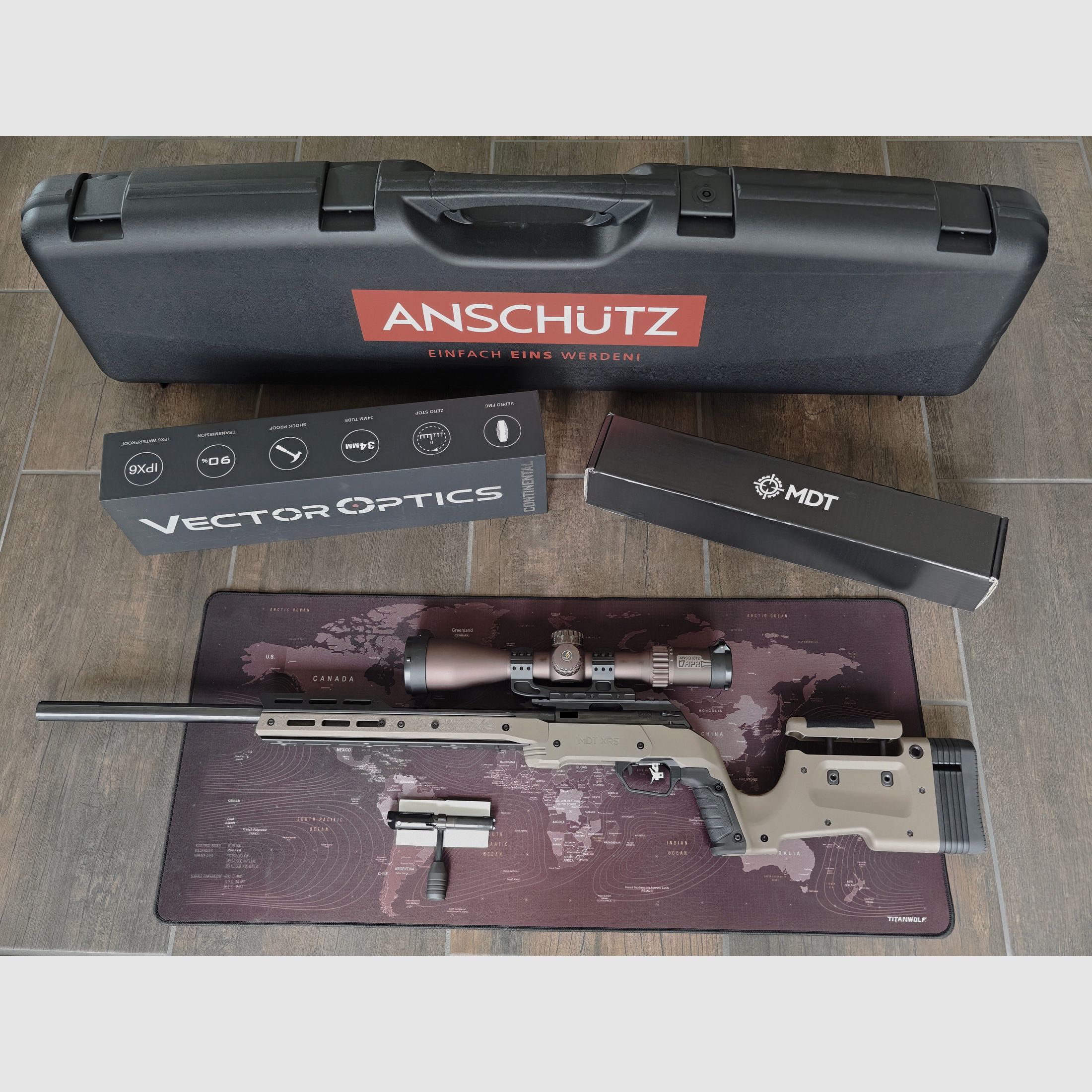 Anschütz APR 1761 Long Range +  XRS Enclosed Forend + Vector Optics SCFF-39 Continental x6 4-24x56 Coyote 