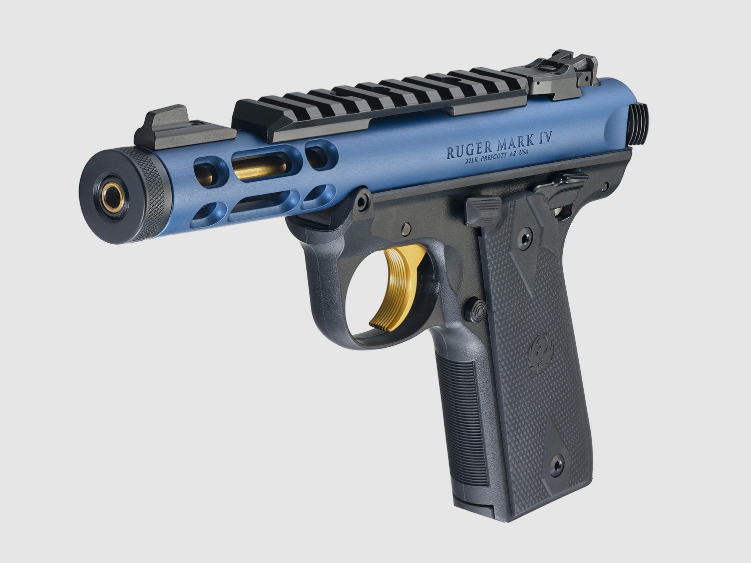 Ruger Mark IV 22/45 Lite .22 LR, 4.40" 1/2"x28, Picatinny, adjustable rear sight, Cobalt Kinetic Slate Anodized