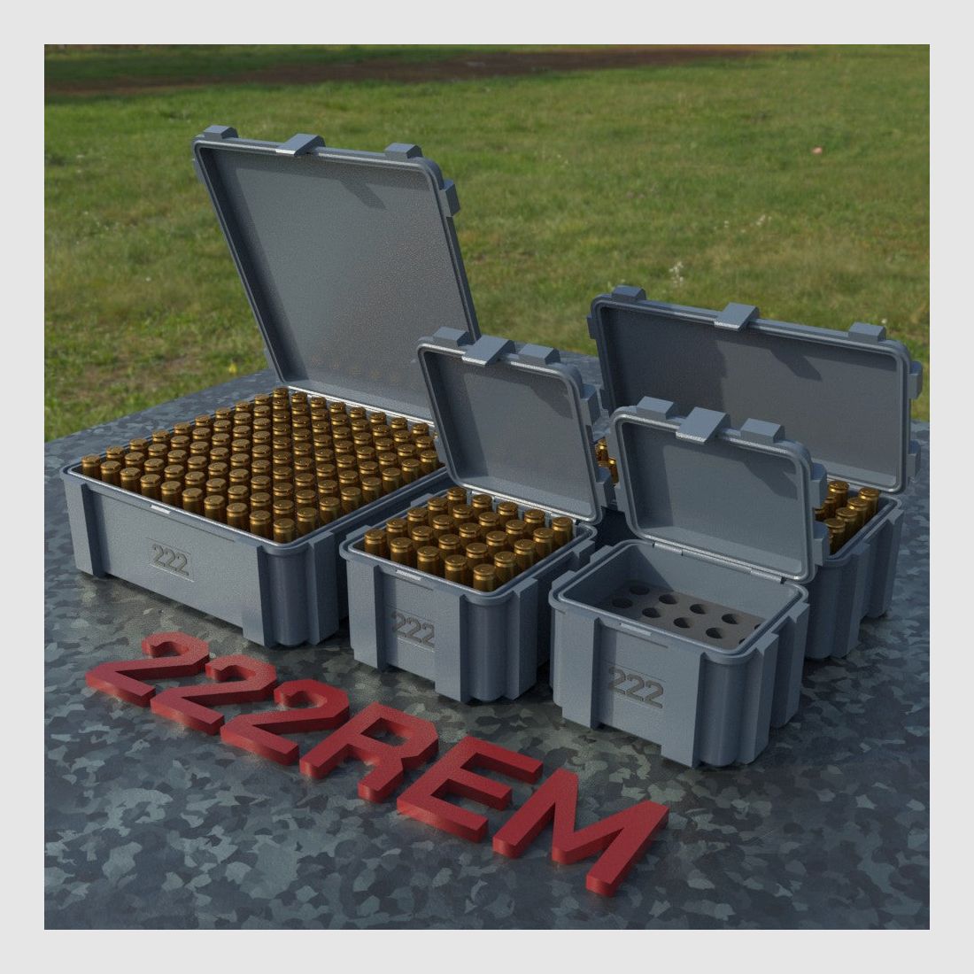 Boîte à munitions Filamelt / .222 REM / 'couvercle rabattable' / boîte à cartouches, boîte à munitions
