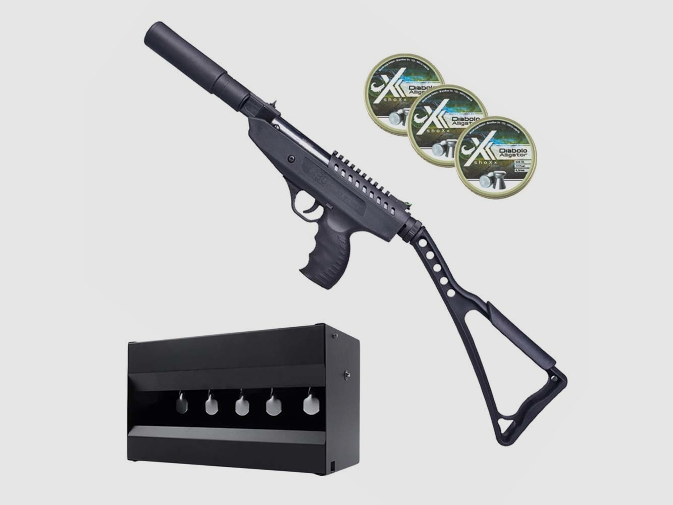 BO Manufacture Hitman Luftpistole .177 + shoXx Plinking, Diabolos 3x