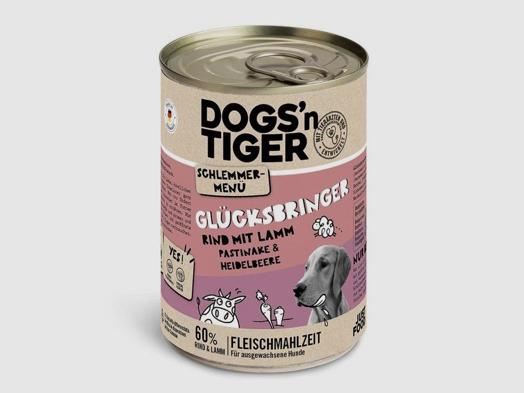 Dogs'n Tiger Hunde Nassfutter Glücksbringer Rind & Lamm 400 g