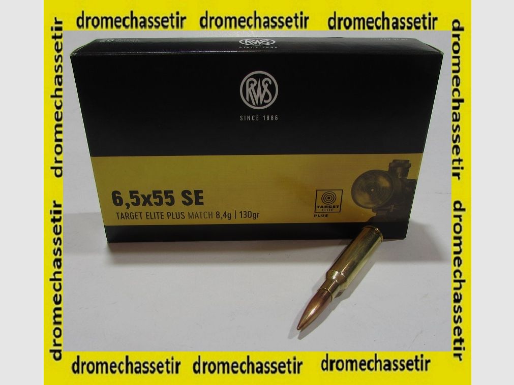 Boite de 20 cartouches RWS calibre 6.5×55 SE Target Elite Plus Match 130 grains
