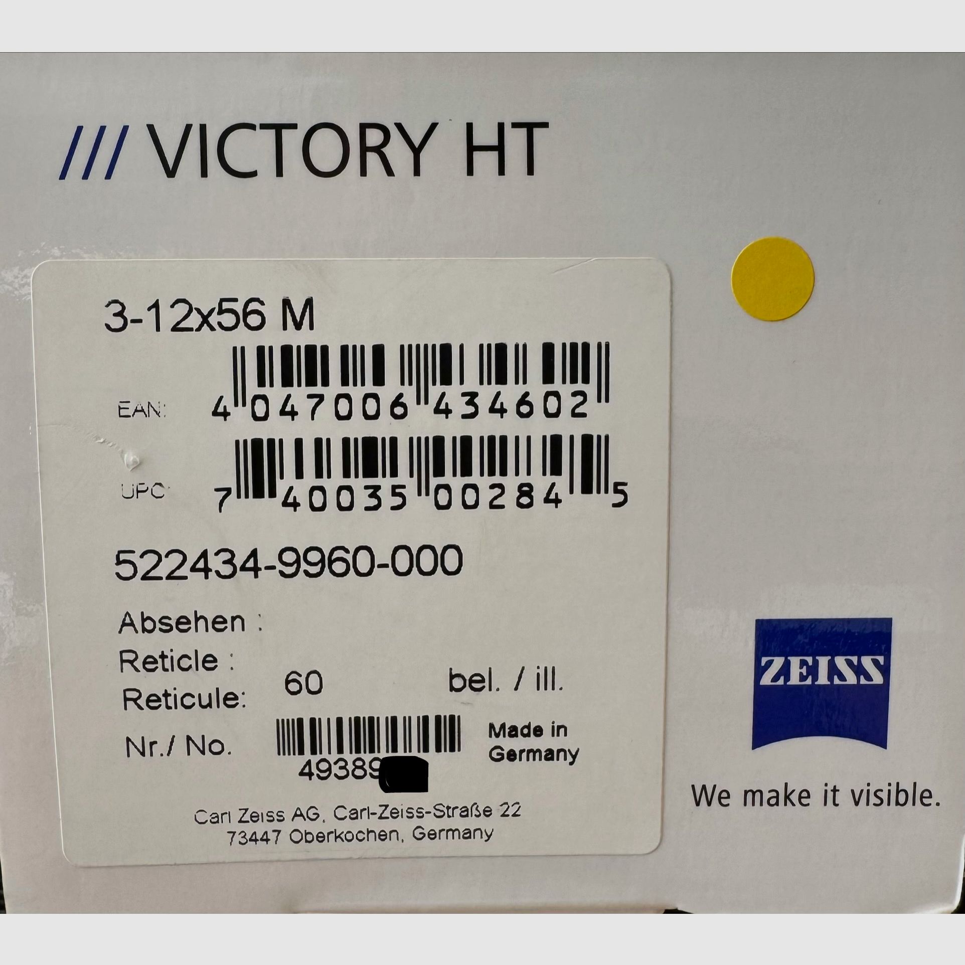 Zeiss Victory HT 3-12x56 ASV+ rail