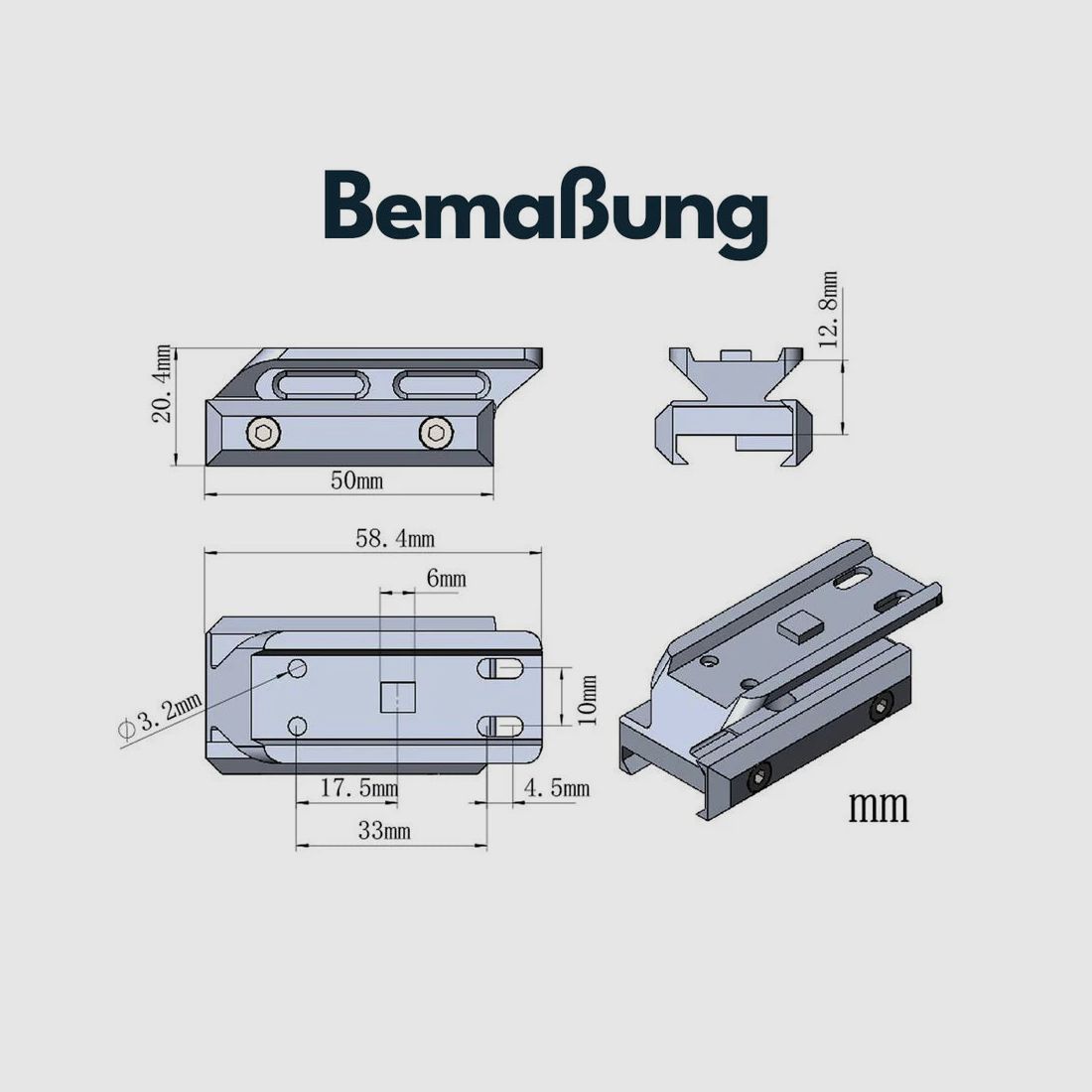 Vector Optics MAV-P05 Montage für Aimpoint Micro Footprint, 21mm Picatinny, h=12,8mm
