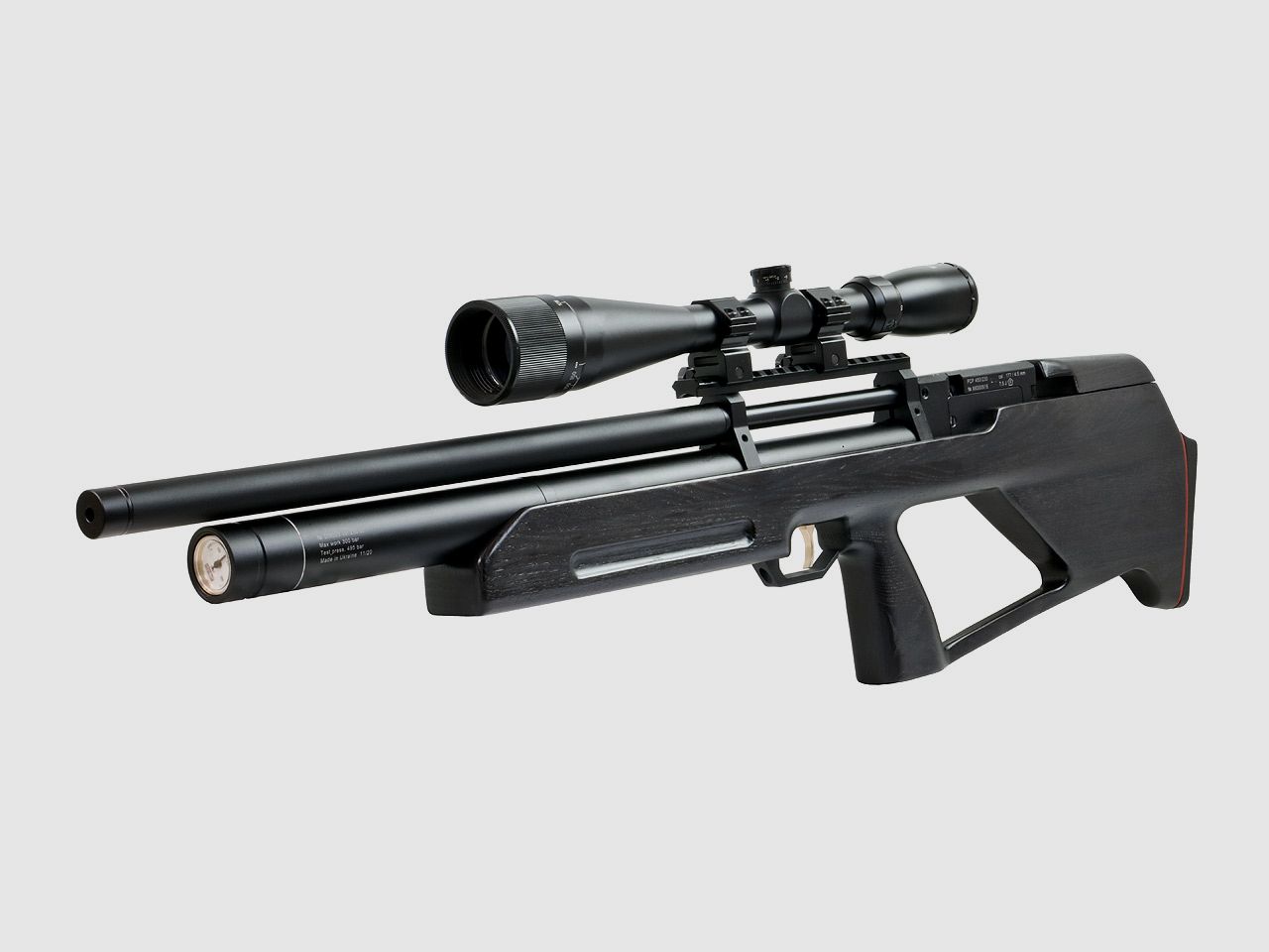 Bullpup Pressluftgewehr Zbroia Kozak mit integriertem SchalldĂ¤mpfer Holzschaft schwarz Kaliber 4,5 mm (P18)
