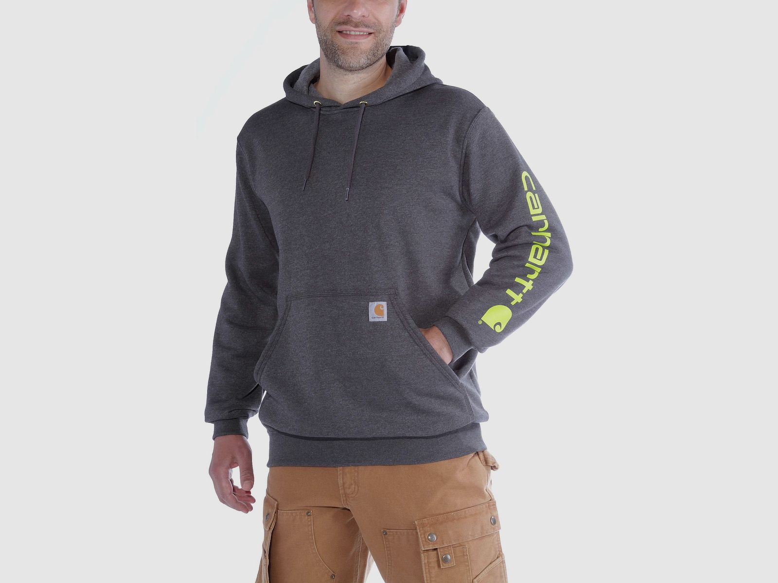 Carhartt Sleeve logo Hoodie Men's Carbon Heather XL