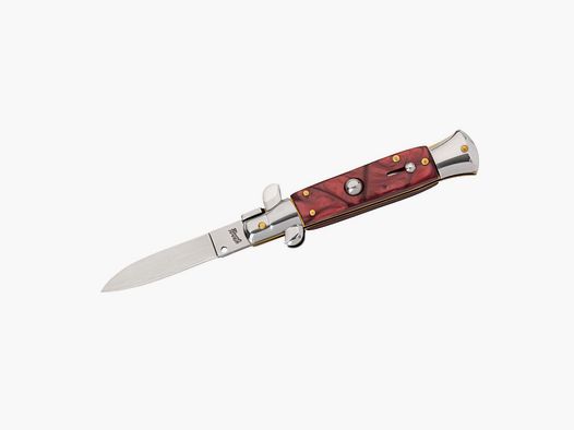 Cuchillo de resorte, rojo hermoso patrón de mármol clásico stiletto