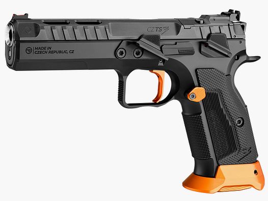 CZ TS 3 Orange 9mm Luger 20-schots single-actionpistool, 2 reservemagazijnen, 9mm Luger