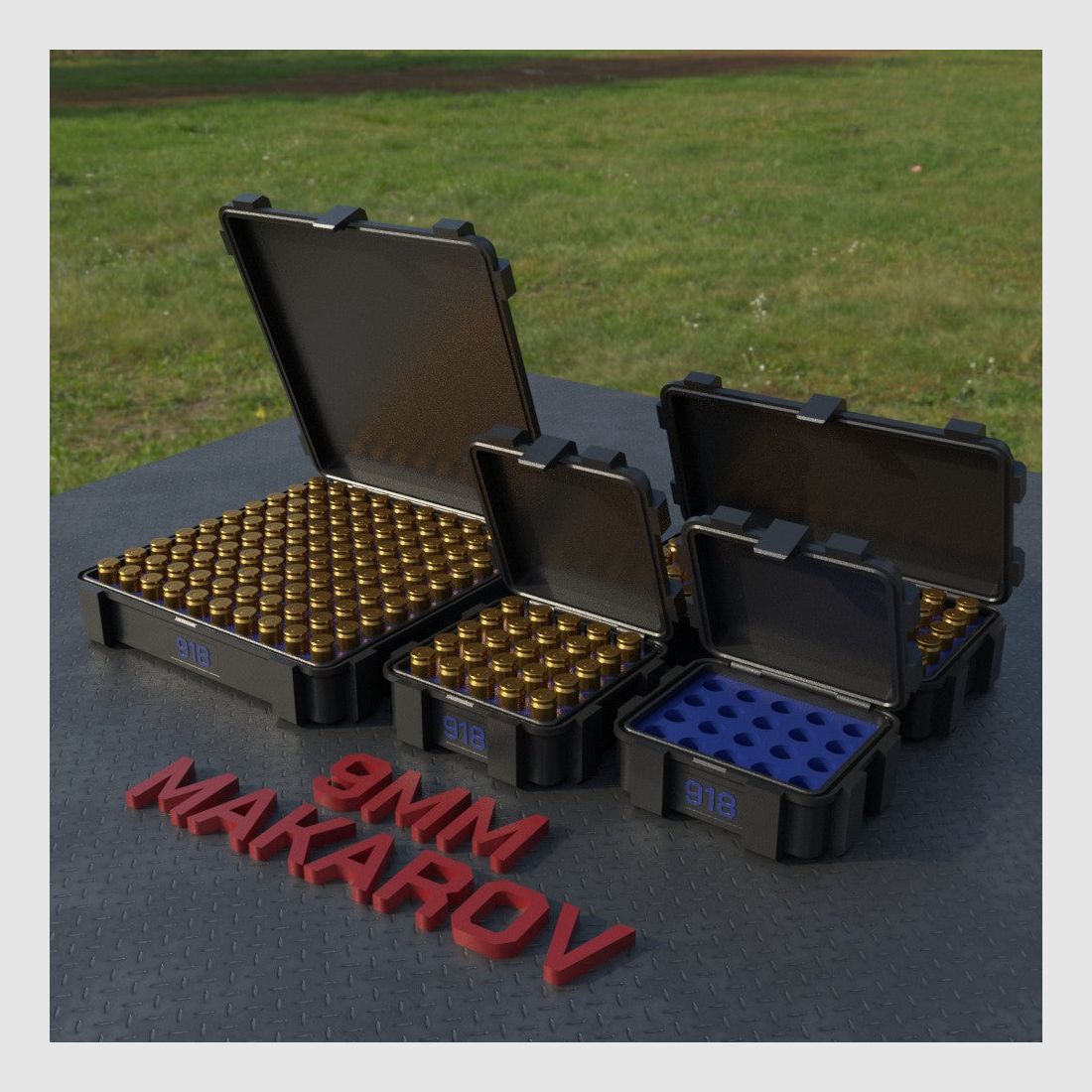 Filamelt scatola per munizioni / 9mm Mak (9x18) / 'Coperchio a ribalta' / scatola per cartucce, scatola per munizioni