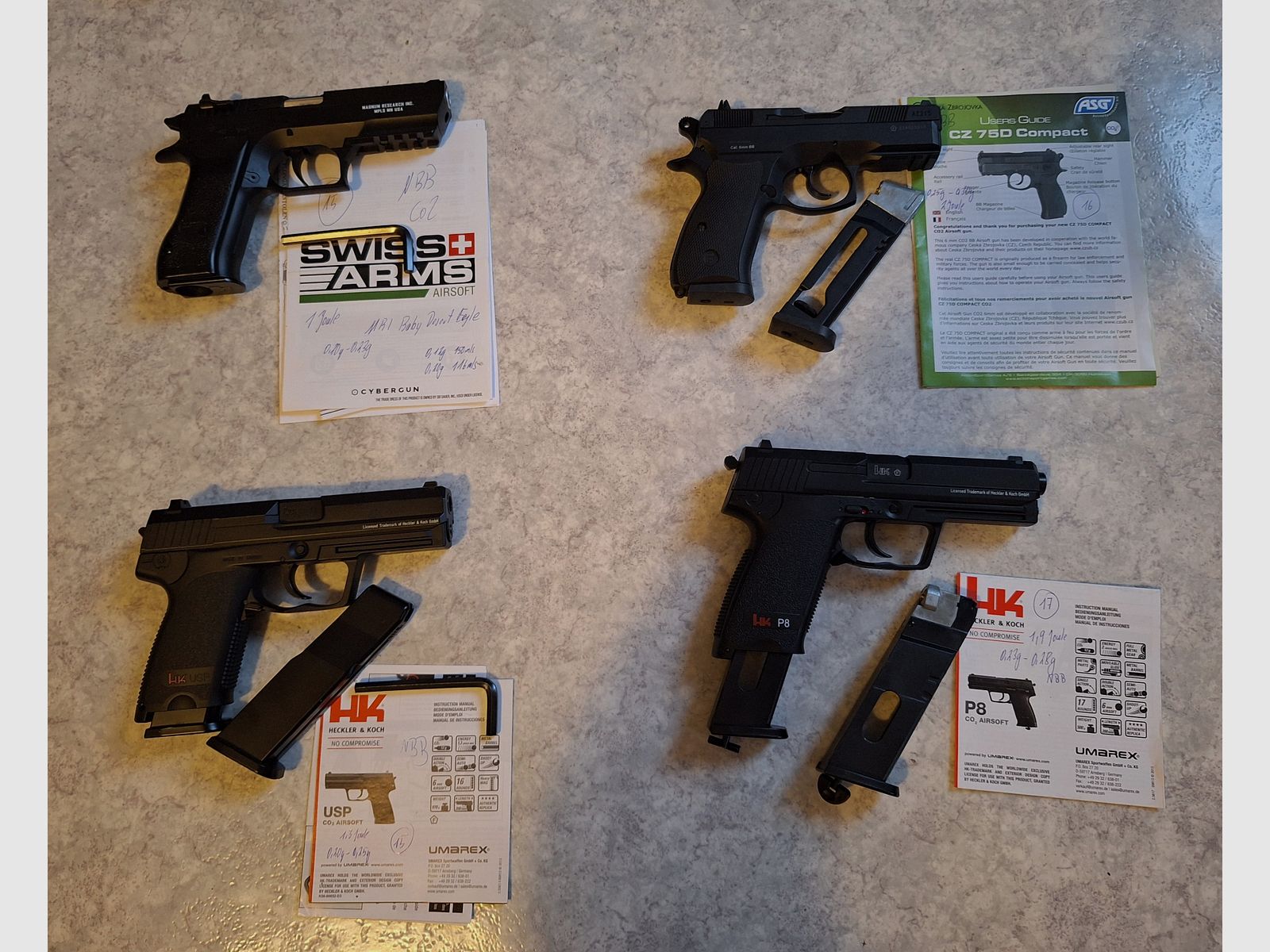Airsoft Softair Pistolen Sammlung neuwertig (USP, P8, Desert Eagle)