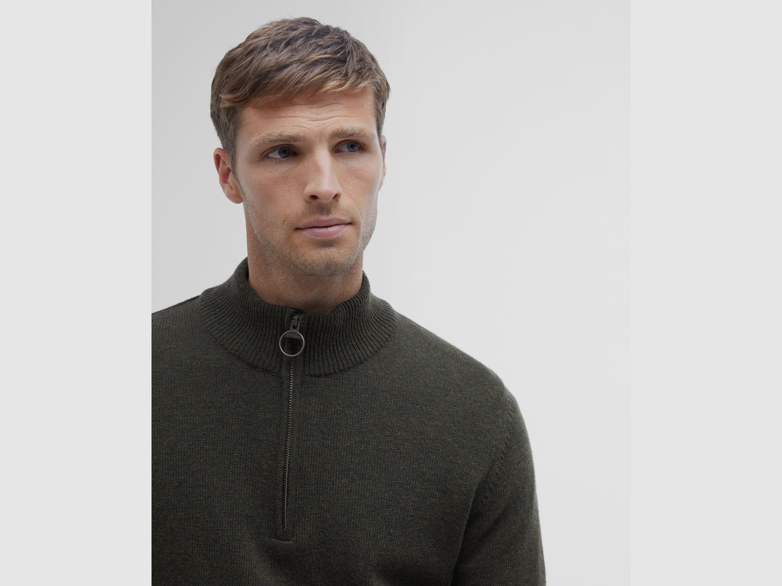BARBOUR Holden Half Zip Sweater Olive Marl