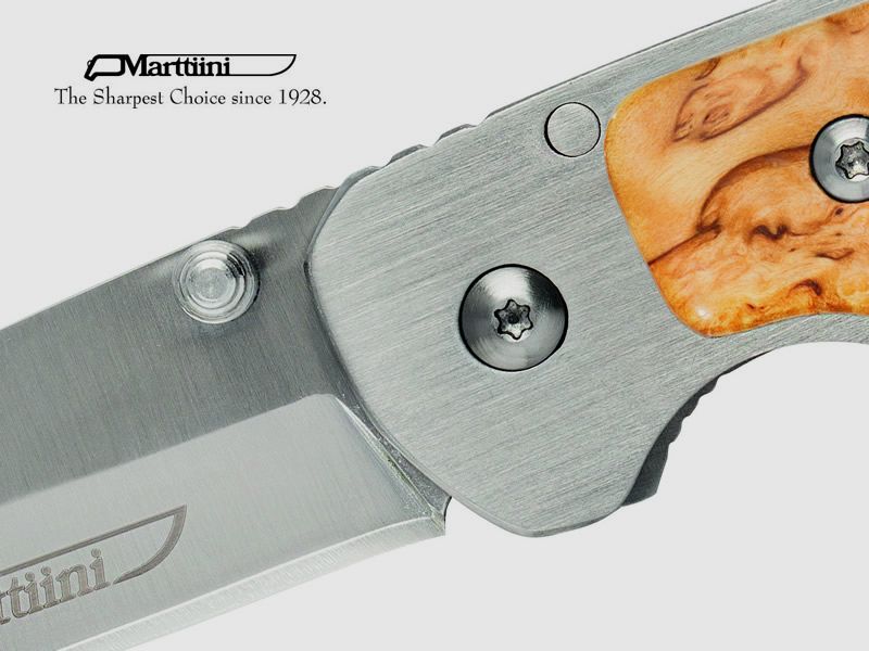 Einhandmesser Martiini MFK2 Stahl 420JS KlingenlĂ¤nge 8,2 cm Maserbirke Schalen (P18)