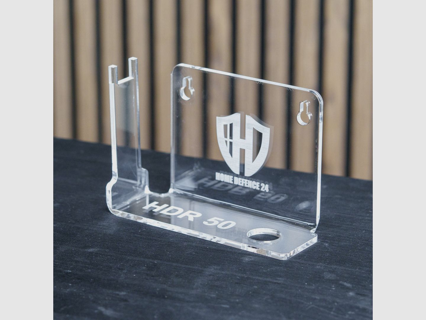 PLEXIGLAS® wall mount / table stand for HDR50 | HDP50 | stylish design with laser-engraved Homedefence logo