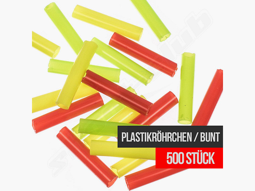 Bunte Plastikröhrchen für Kugelfang / Schießbude / 500 Stück