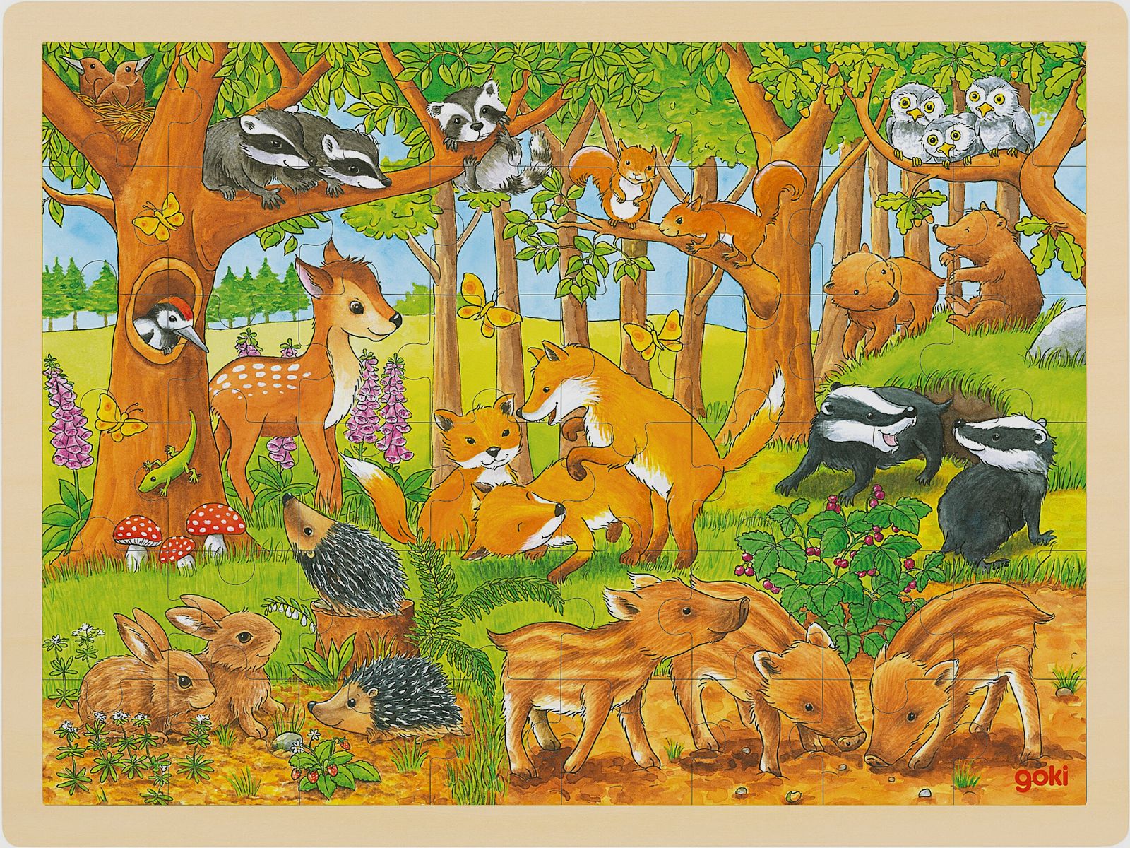 Einlegepuzzle Tierkinder im Wald