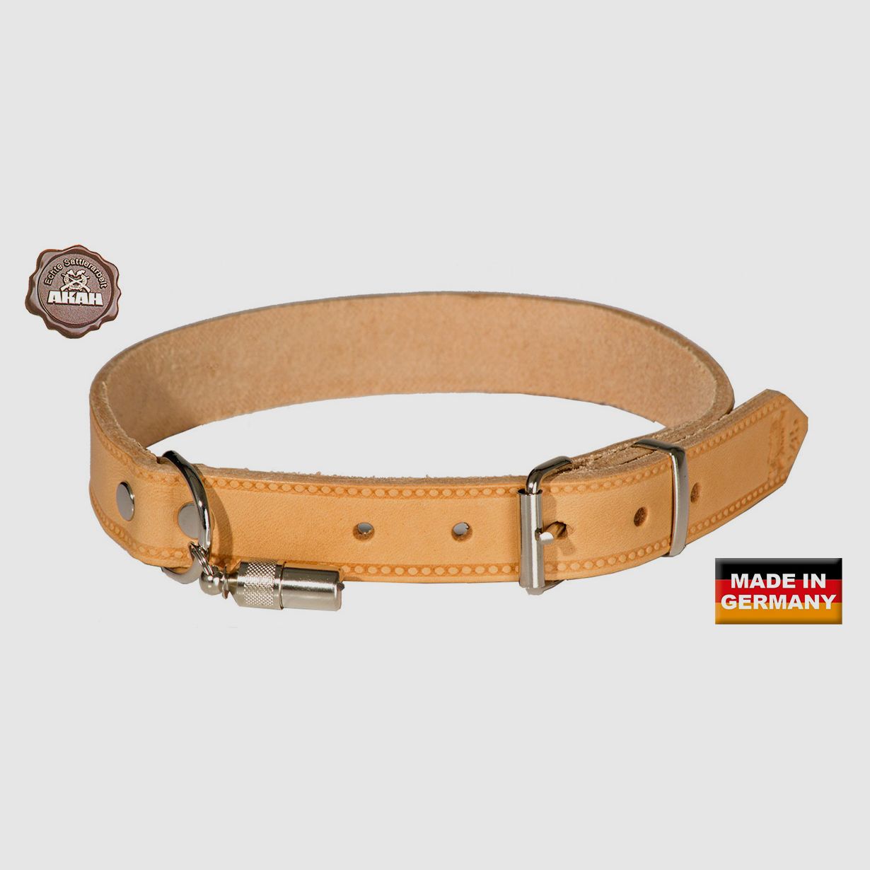 Halsband, genietet, aus Fahlleder, 40 cm