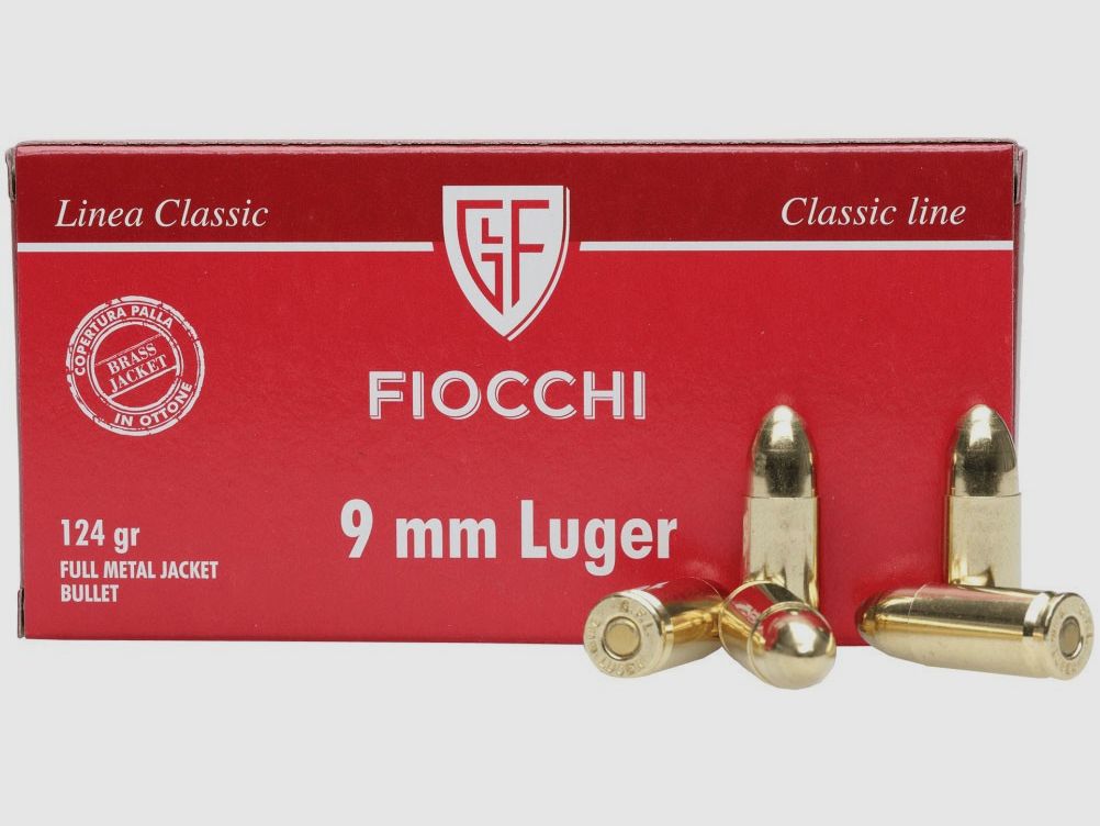 FIOCCHI Munition – 9mm Para. – 124 grains – Vollmantel