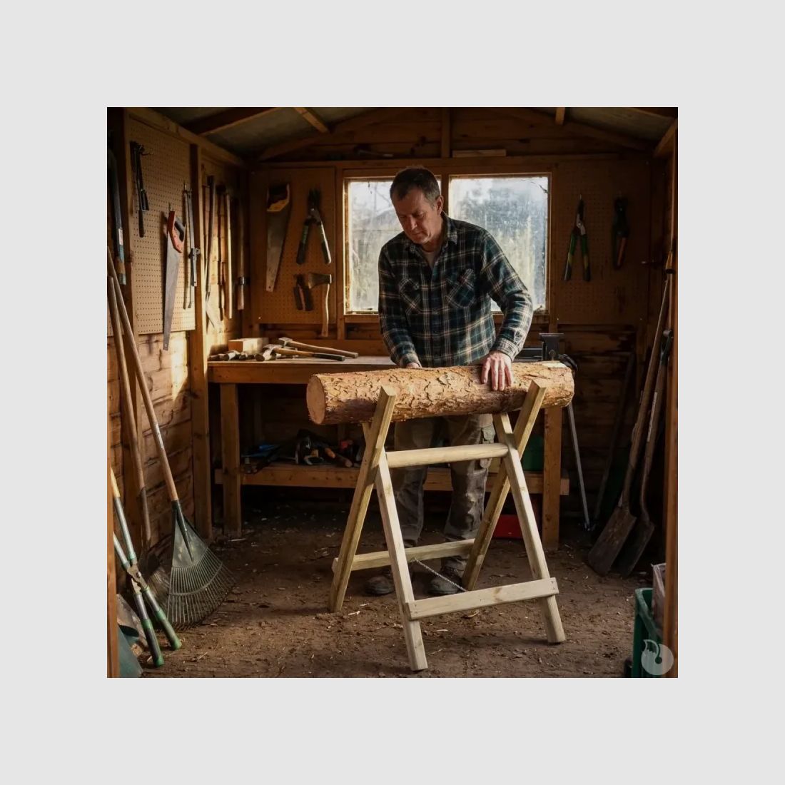 Natural wood saw horse, image 3 of 7