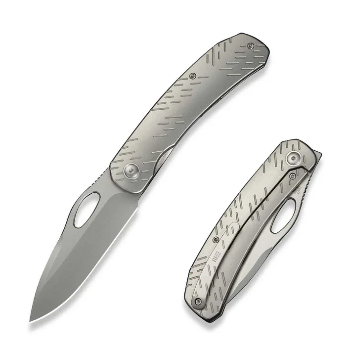WeKnife Inmate Gray Titanium Folding Knife, Stonewashed CPM 20CV by Jerad Neeve (WE23096B-1)