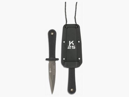 K25 Cuchillo de cuello Daga recubierto de titanio con funda de Kydex