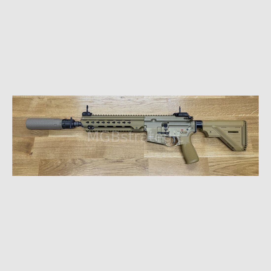 B&T AG Print X RBS I Compact QDN 223 FDE - flow through silencer for muzzle flash suppressor with NATO interface / for Rotex V or X interface