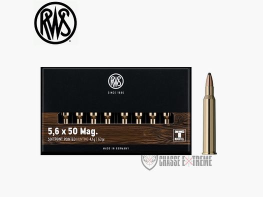 20 RWS cartridges cal 5.6X50 Magnum 63gr TMS