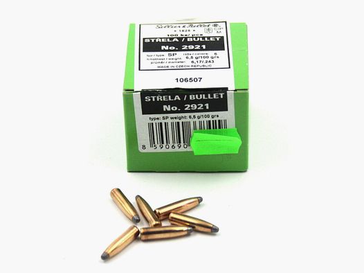 Cartucce per fucile, S+B .243 SP, 100gr, 100 pz, .243 Win.