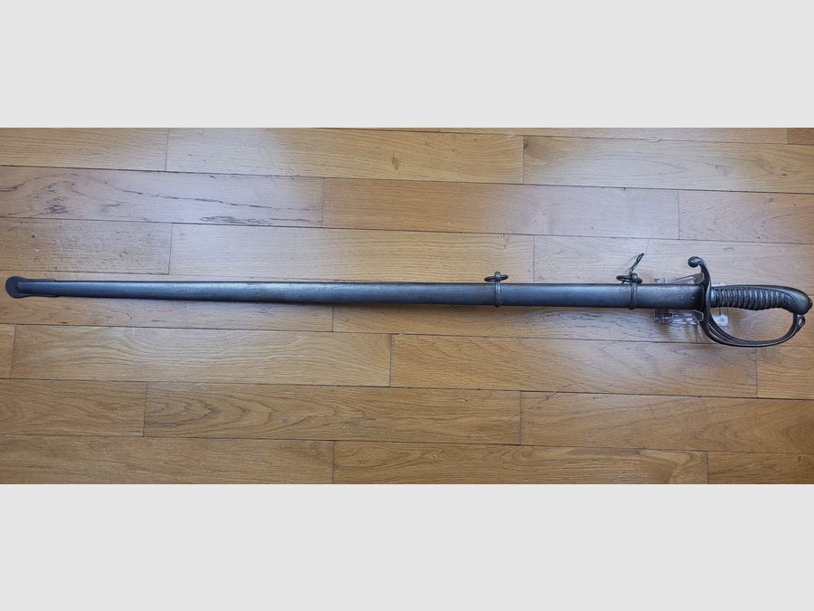 Spada modello pre 1882 – Zouave / Esercito d'Africa – Lama larga con doppia gola – Manico FER a scanalature – Coulaux – Circa 1850-80 – raro – TBE, immagine 1 di 20